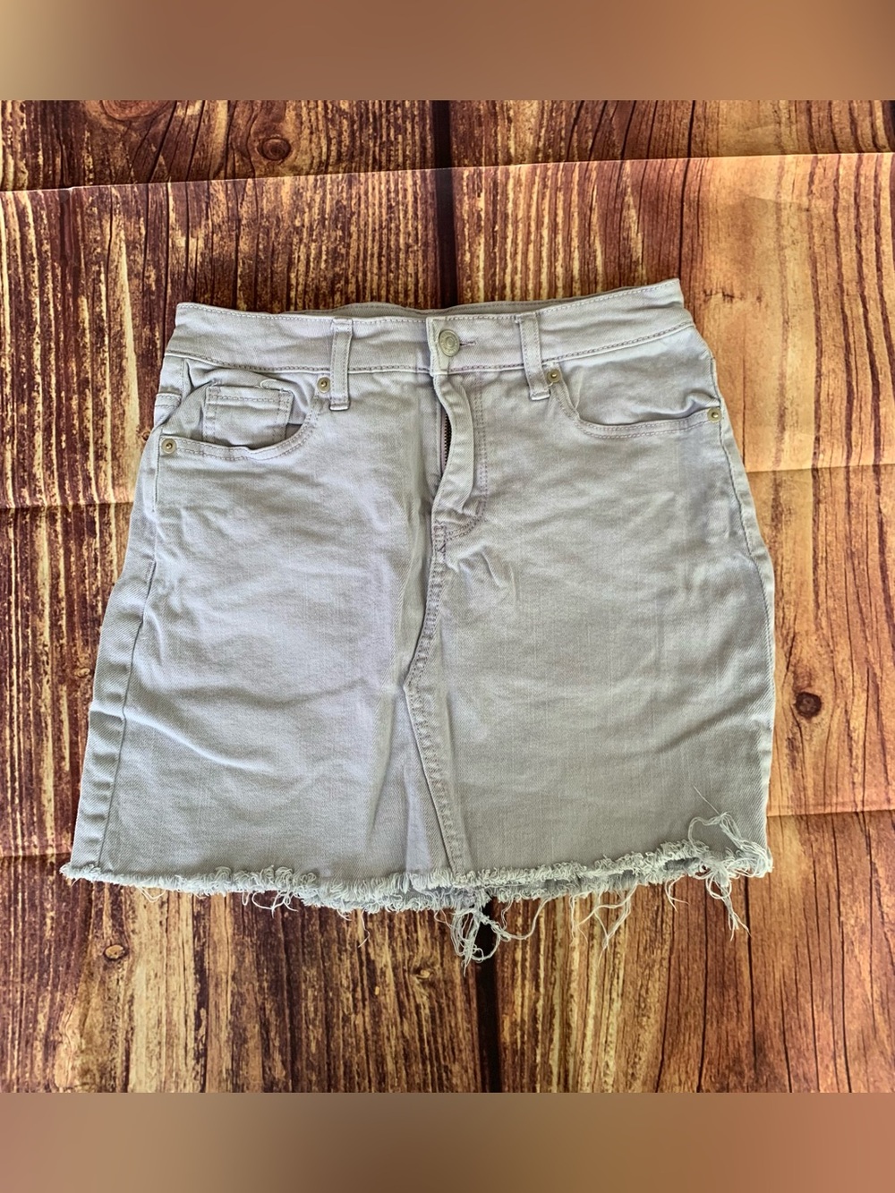 Wild Fable Women's Juniorts Lilac Frayed Trim Mini Denim Skirt Size: 4